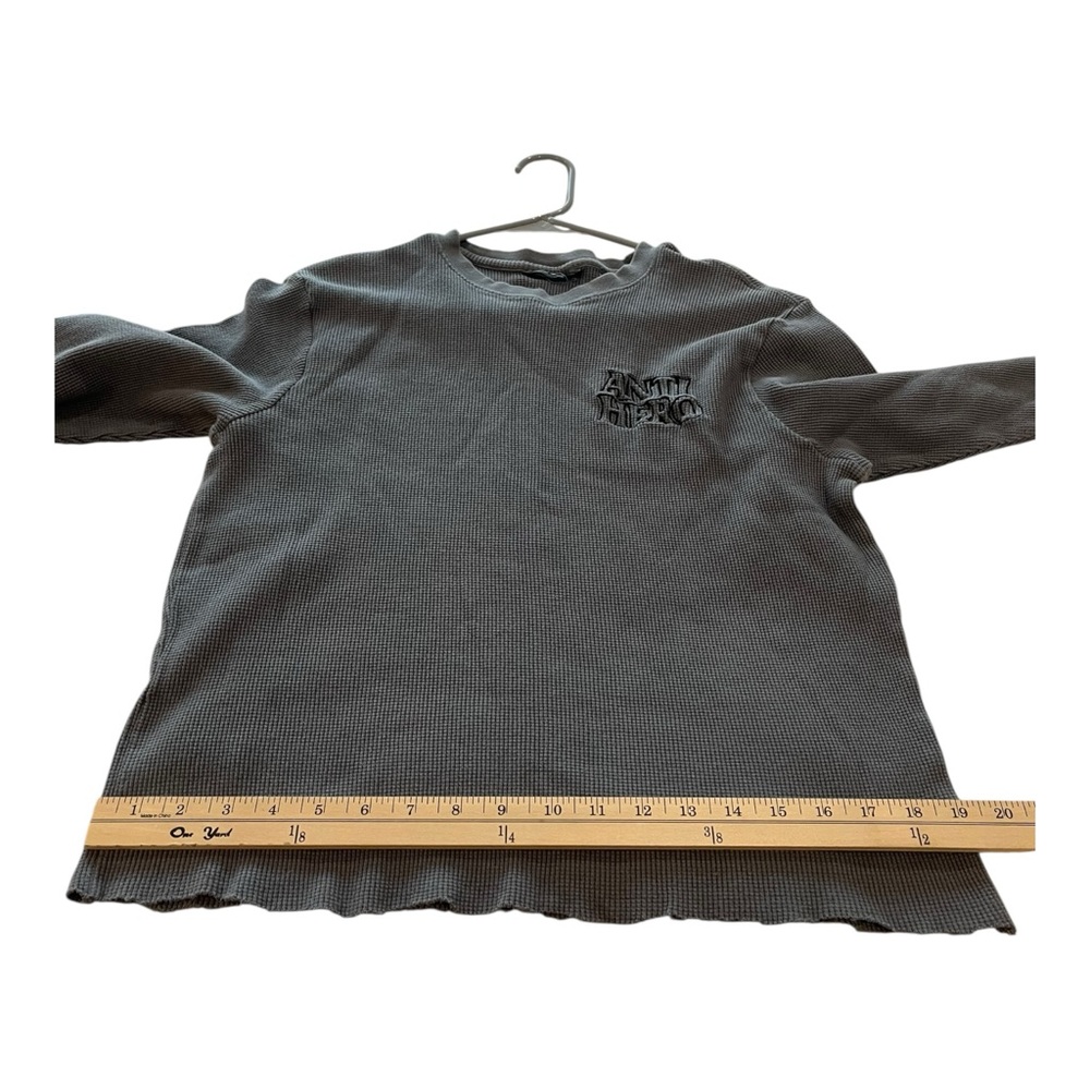 Anti Hero Black Hero Outline Waffle Knit Crewneck Long Sleeve T Shirt Small (nt) - Picture 5 of 9